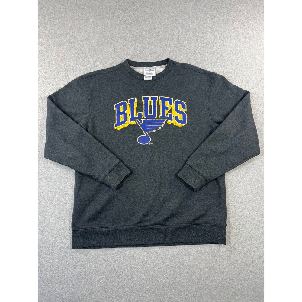 St Louis Blues Hockey Sweatshirt Mens L Charcoal Gray Champion Long Sleeve Crew